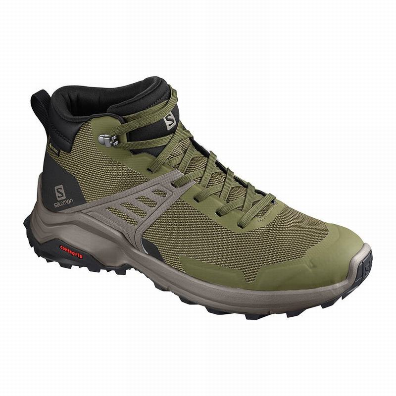 Salomon X RAISE MID GORE-TEX Zapatillas Trekking Hombre - Verde Oliva / Negras - Colombia (28309-HMQ